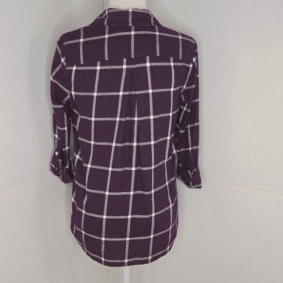 Tommy Hilfiger NWT Bordeaux Plaid collared shirt 1/2 button down Small purple - Picture 3 of 16